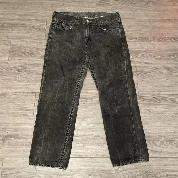 True Religion World Tour Men's Straight Slim Leg Stone Wash Denim Jeans 34x28 - Picture 2 of 8